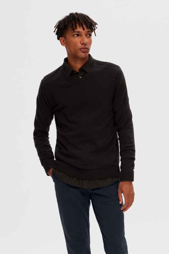 PULLOVER 16090147 SLHBERG LS V-NECK BLACK