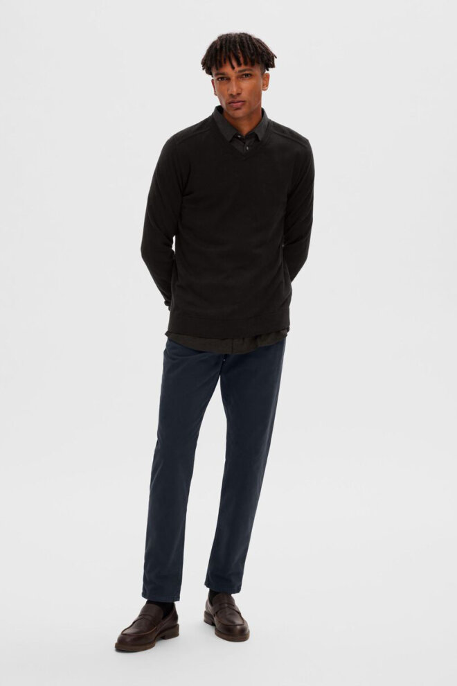 PULLOVER 16090147 SLHBERG LS V-NECK BLACK