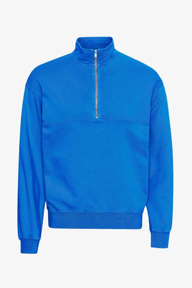 SWEATER ORGANIC QUARTER ZIP PACIFIC BLUE