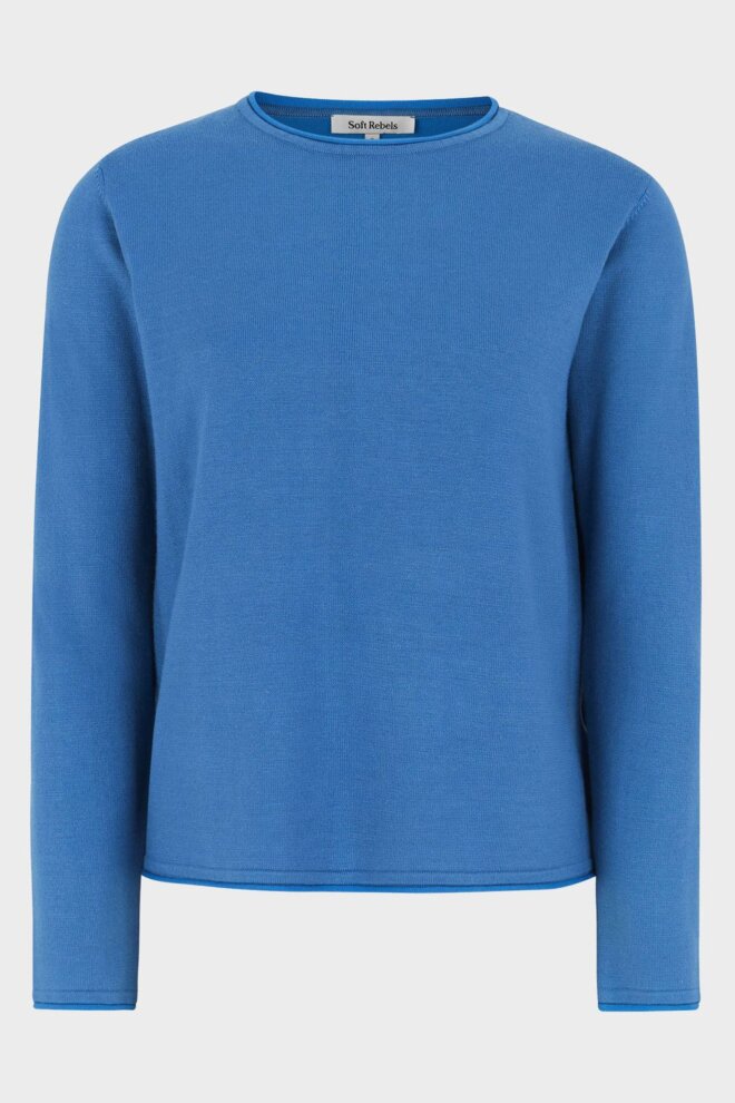 PULLOVER SRMARLA O-NECK ROLL EDGE AMPARO BLU