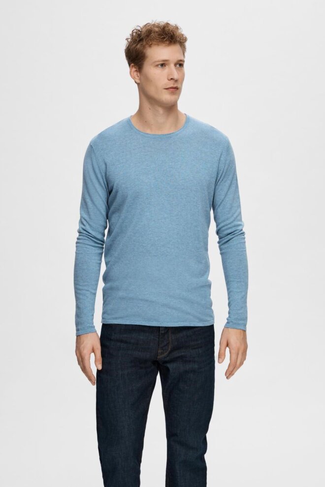 PULLOVER 16079774 SLHROME LS KNIT BLUE SHADO