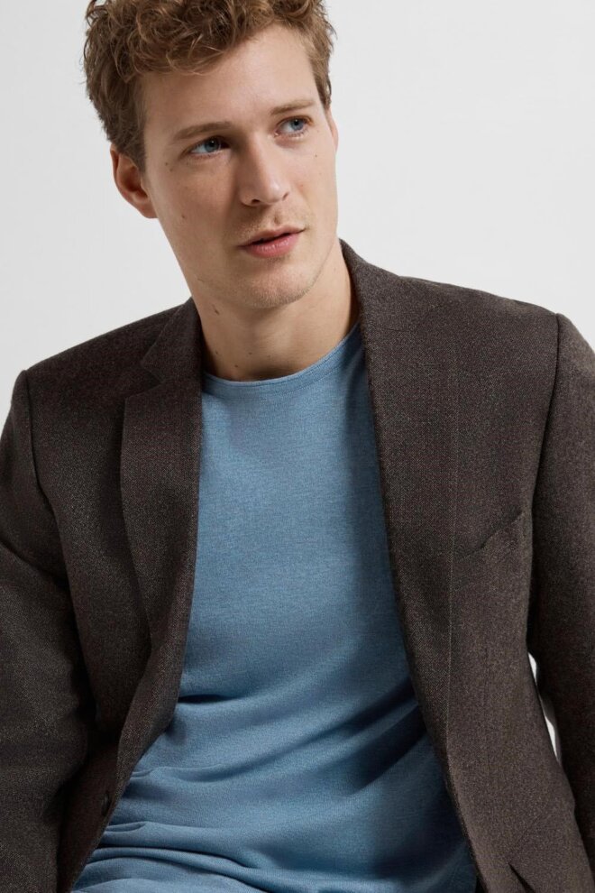 PULLOVER 16079774 SLHROME LS KNIT BLUE SHADO