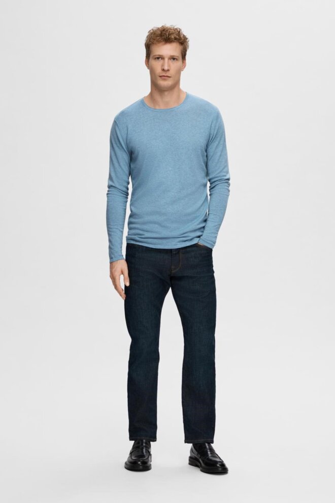 PULLOVER 16079774 SLHROME LS KNIT BLUE SHADO