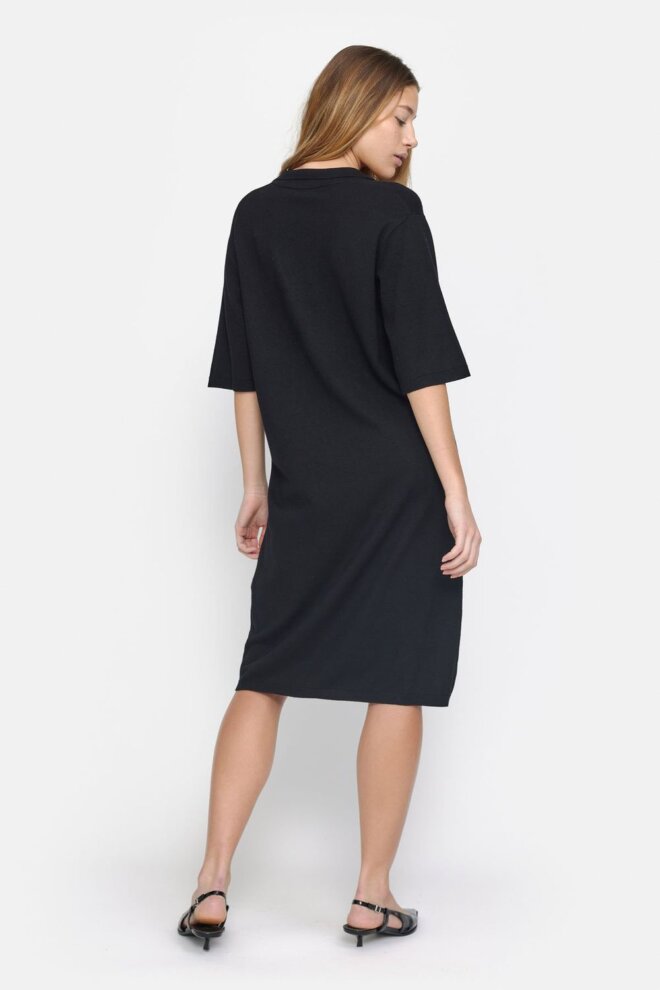 KLEID SOFT SRLEA SS POLO KNIT DRESS BLACK
