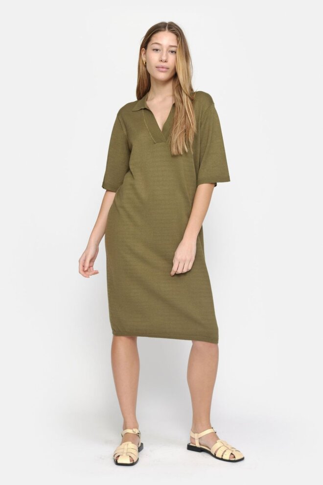 KLEID SRLEA SS POLO KNIT DRESS MARTINI OL