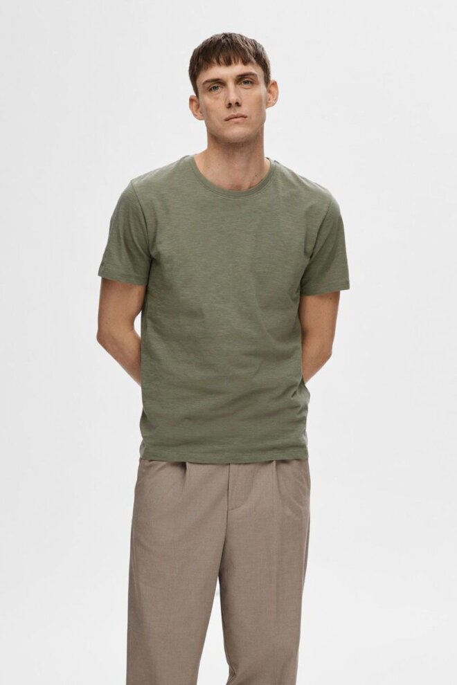 SHIRT 16092508 SLHASPEN SLUB VETIVER