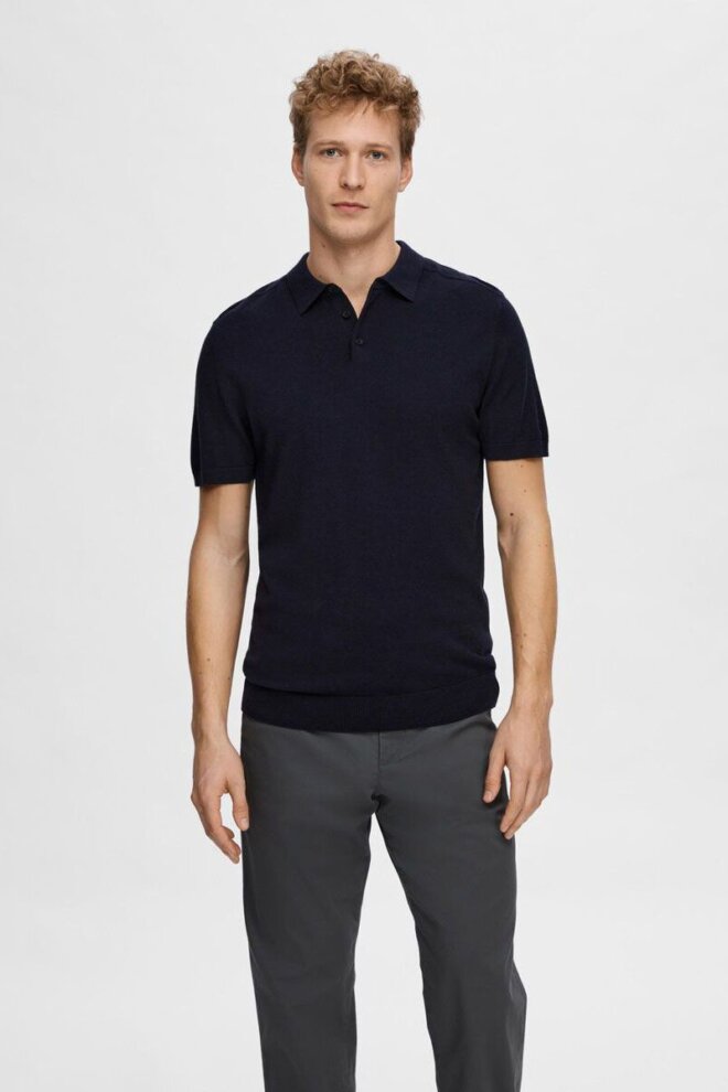 POLO 16092437 SLHBERG SS KNIT NAVY BLAZE
