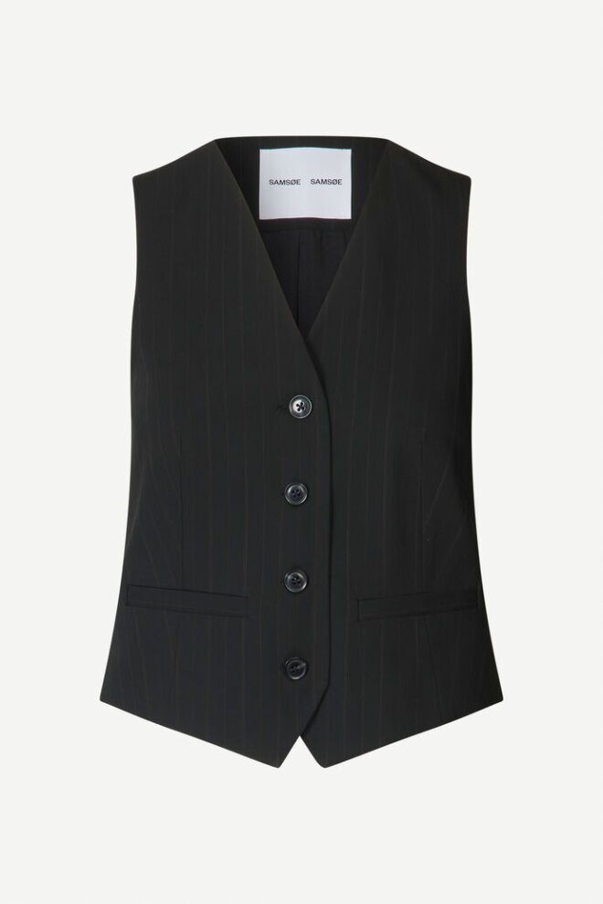GILET SARAMONA VEST 15128 BLACK PINSTRIPE