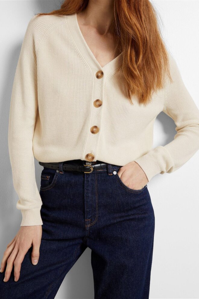 WESTE 16092289 SLFELINNA LS CARDIGAN BIRC