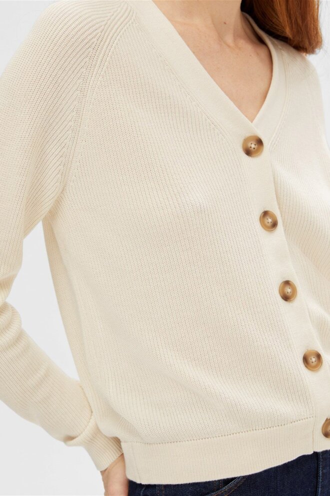 WESTE 16092289 SLFELINNA LS CARDIGAN BIRC