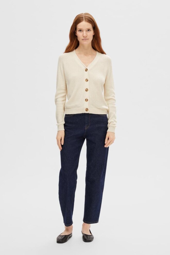 WESTE 16092289 SLFELINNA LS CARDIGAN BIRC