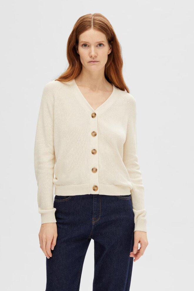 WESTE 16092289 SLFELINNA LS CARDIGAN CASH