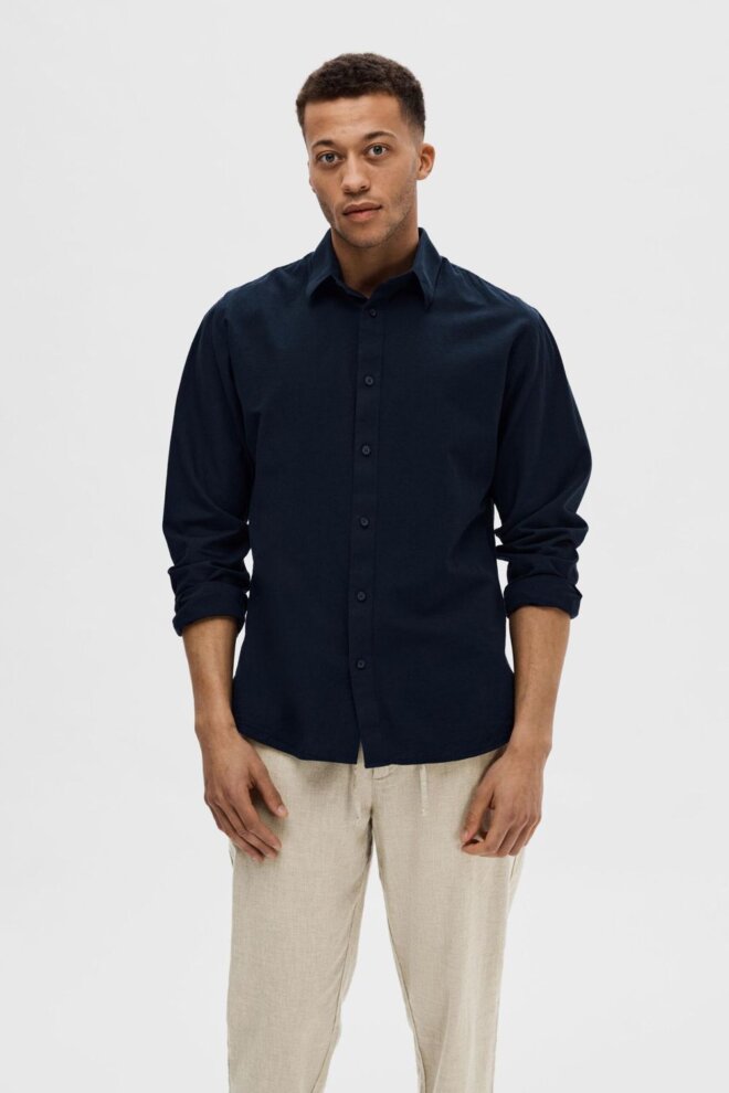 HEMD 16078867 SLHSLIM-NEW LINEN SKY CAPT