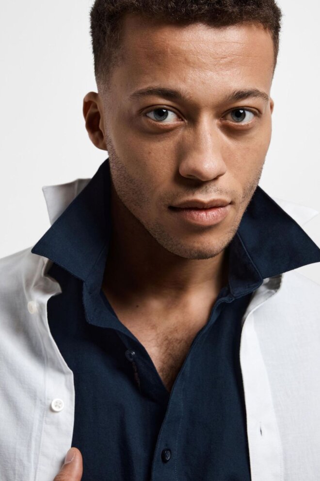 HEMD 16078867 SLHSLIM-NEW LINEN SKY CAPT