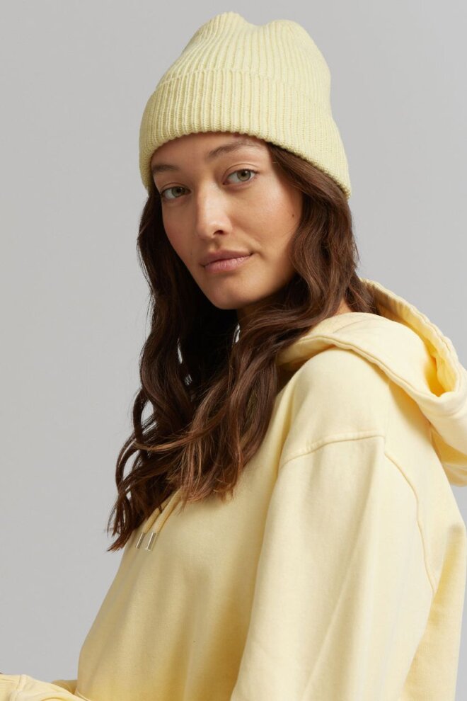 MÜTZE MERINO WOOL BEANIE SOFT YELLOW