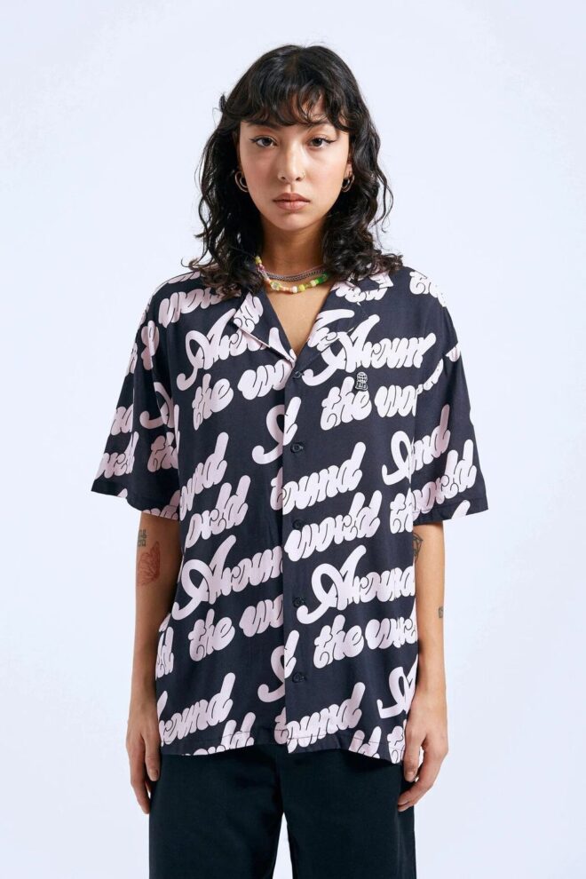 HEMD Madi Shirt - Off Black Around AOP