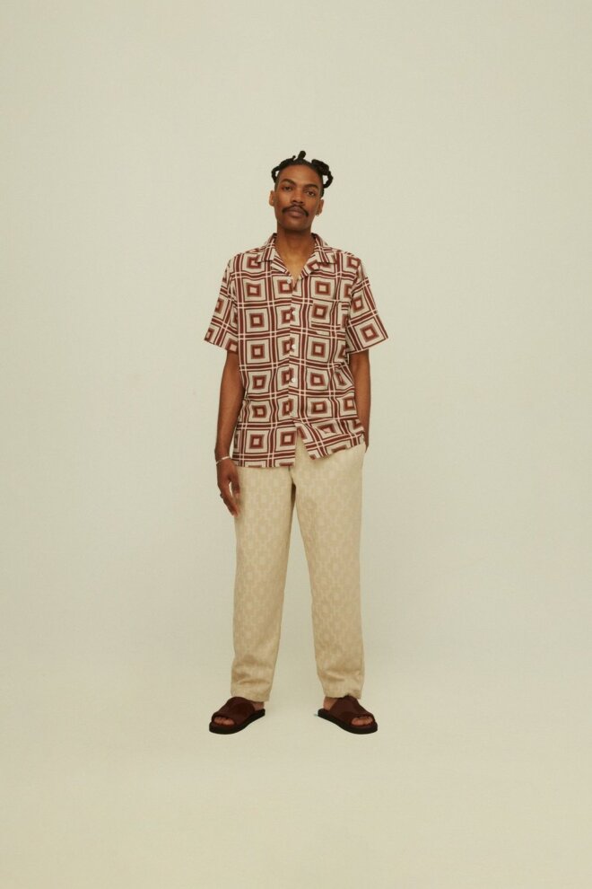 HEMD BROWN YARD VISCOSE SHIRT