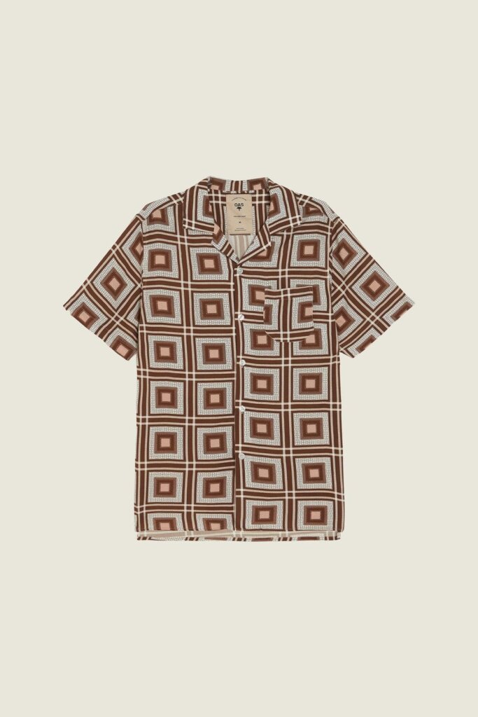 HEMD BROWN YARD VISCOSE SHIRT