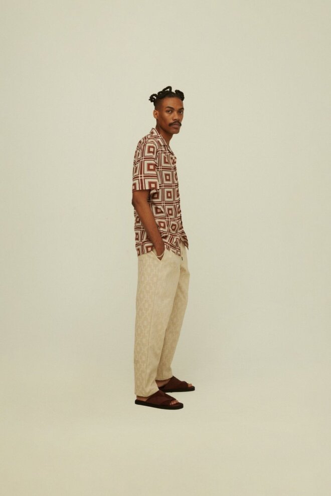 HEMD BROWN YARD VISCOSE SHIRT