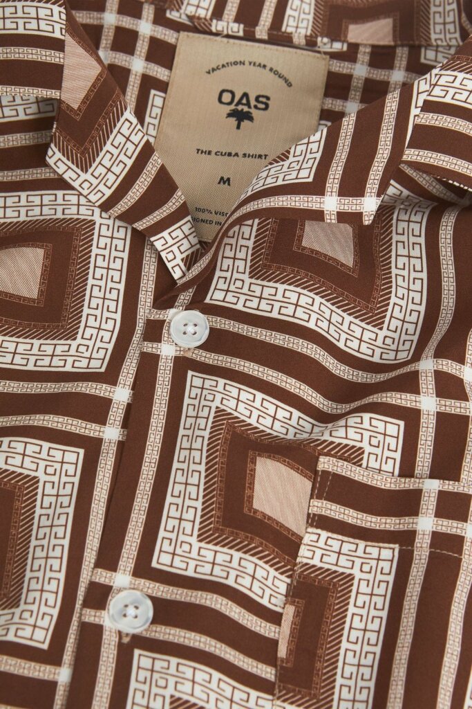 HEMD BROWN YARD VISCOSE SHIRT