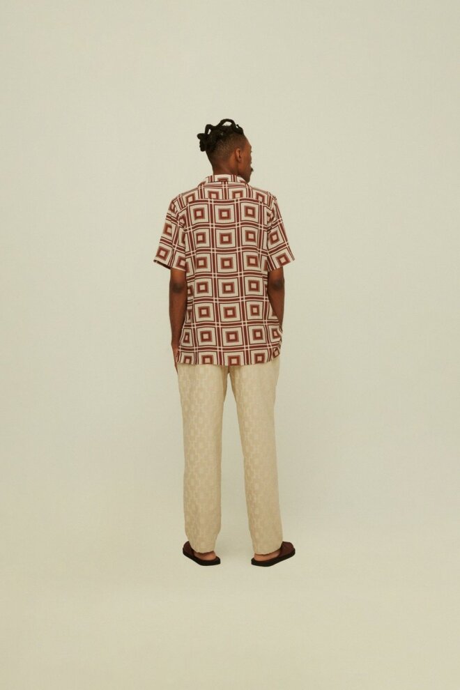 HEMD BROWN YARD VISCOSE SHIRT