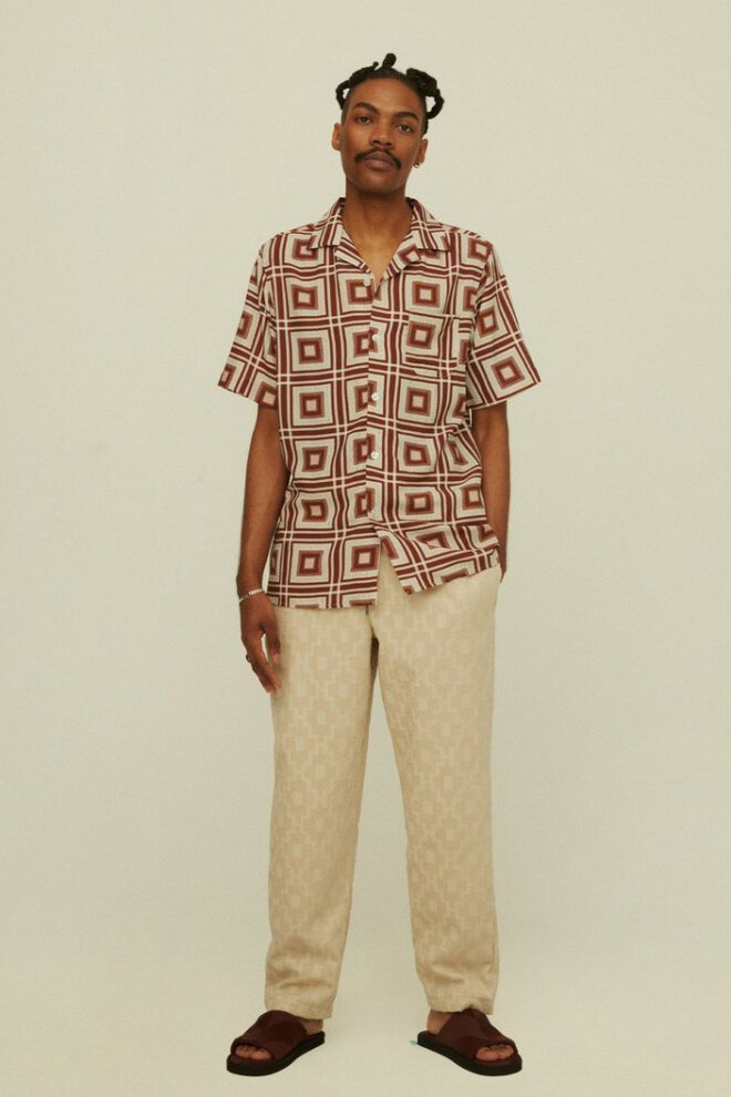 HEMD BROWN YARD VISCOSE SHIRT