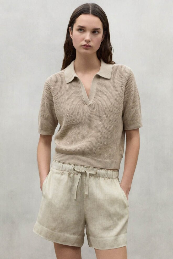 POLOPULLOVER ADELFAALF KNIT WHITE SAND