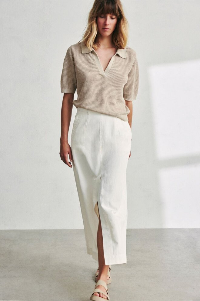 POLOPULLOVER ADELFAALF KNIT WHITE SAND