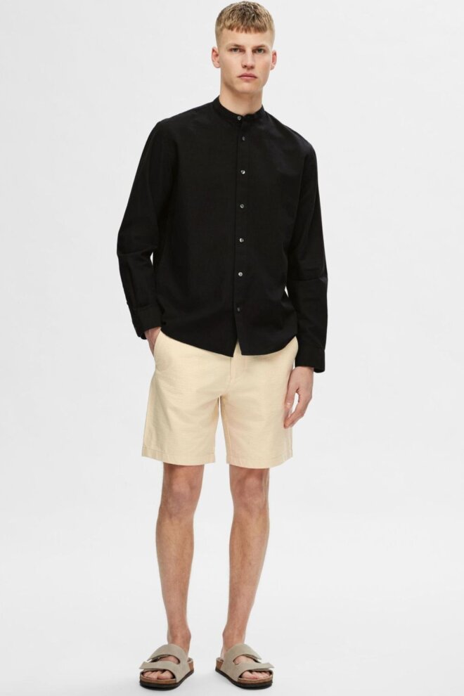 HEMD 16079054 SLHREGNEW-LINEN BLACK