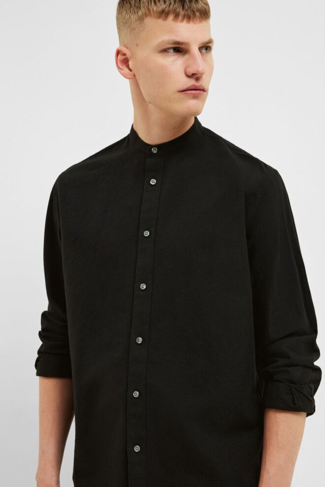 HEMD 16079054 SLHREGNEW-LINEN BLACK