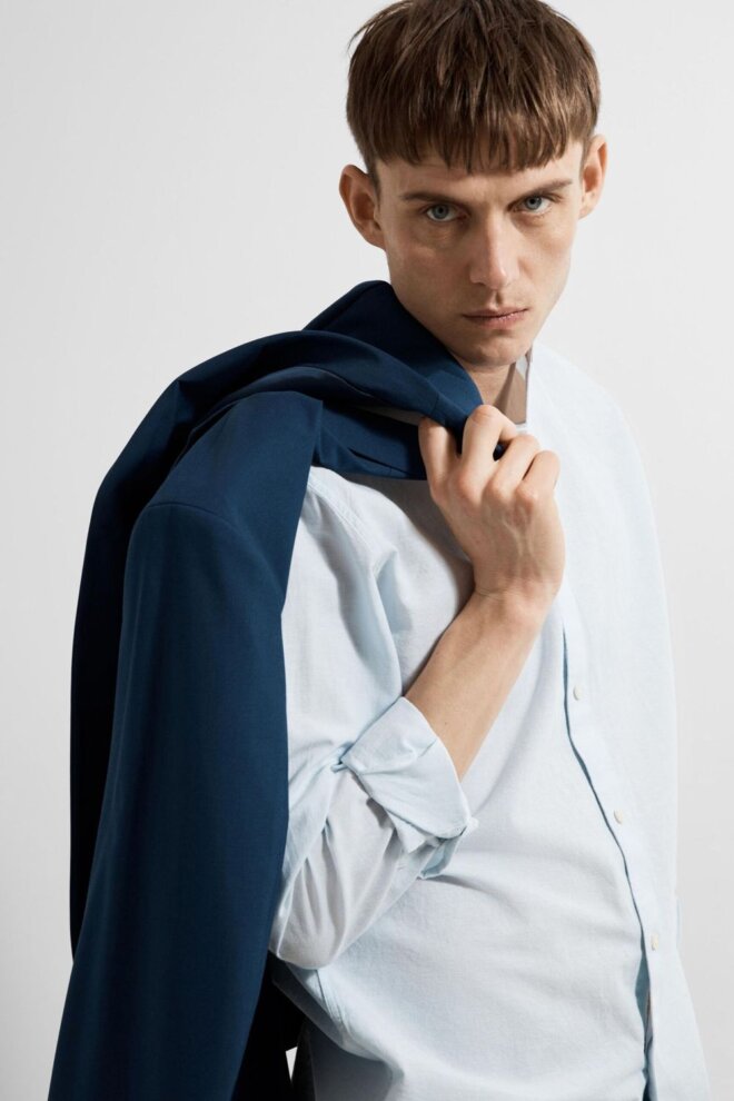 HEMD 16079054 SLHREGNEW-LINEN SKY