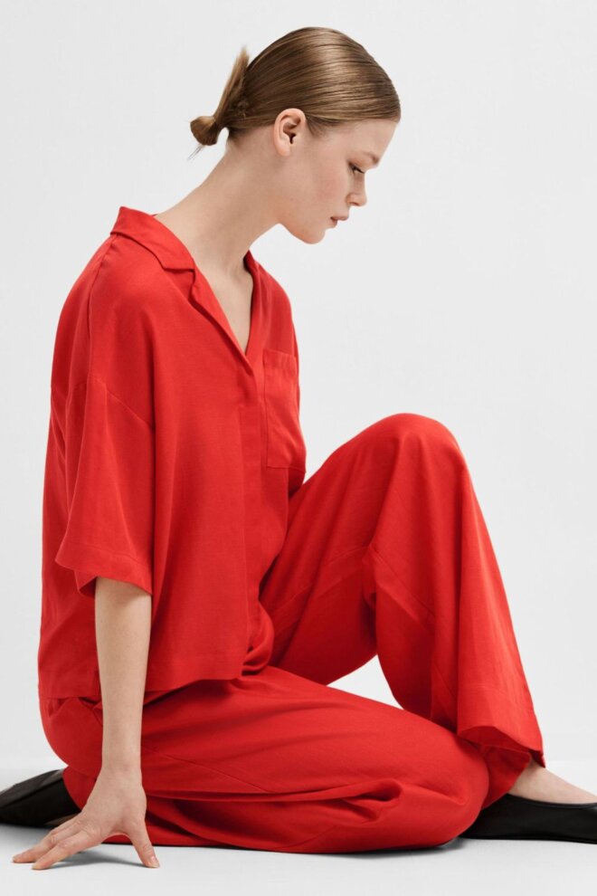 BLUSE 16093093 SLFLYRA 2/4 BOXY FLAME SCA