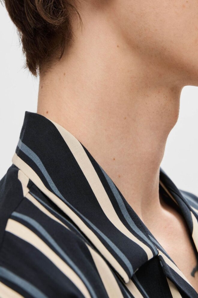 HEMD 16084639 SLHREG-AIR SKY/STRIPES