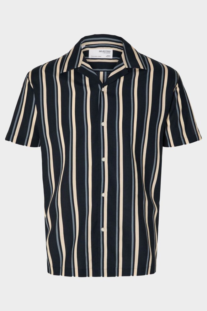 HEMD 16084639 SLHREG-AIR SKY/STRIPES