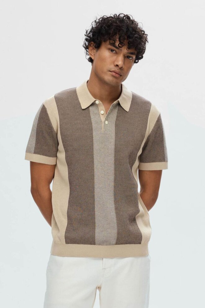POLO 16092662 SLHMATTIS SS KNIT PURE STR