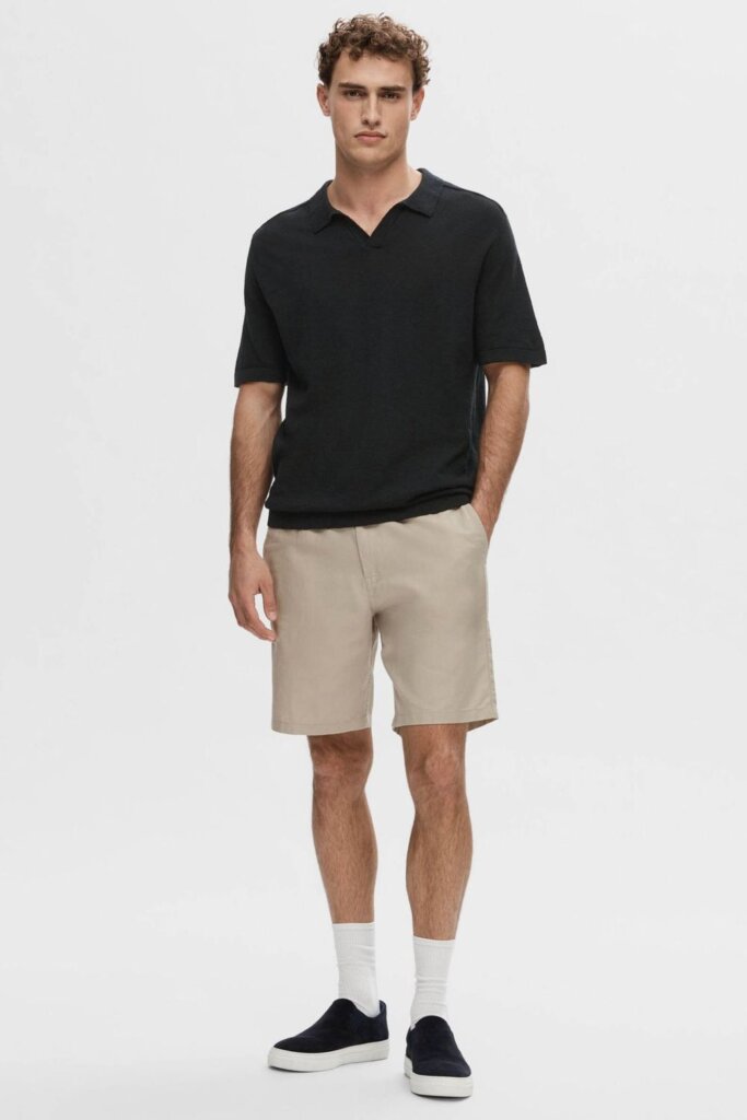 POLO 16092653 SLHBERG LINEN SS BLACK