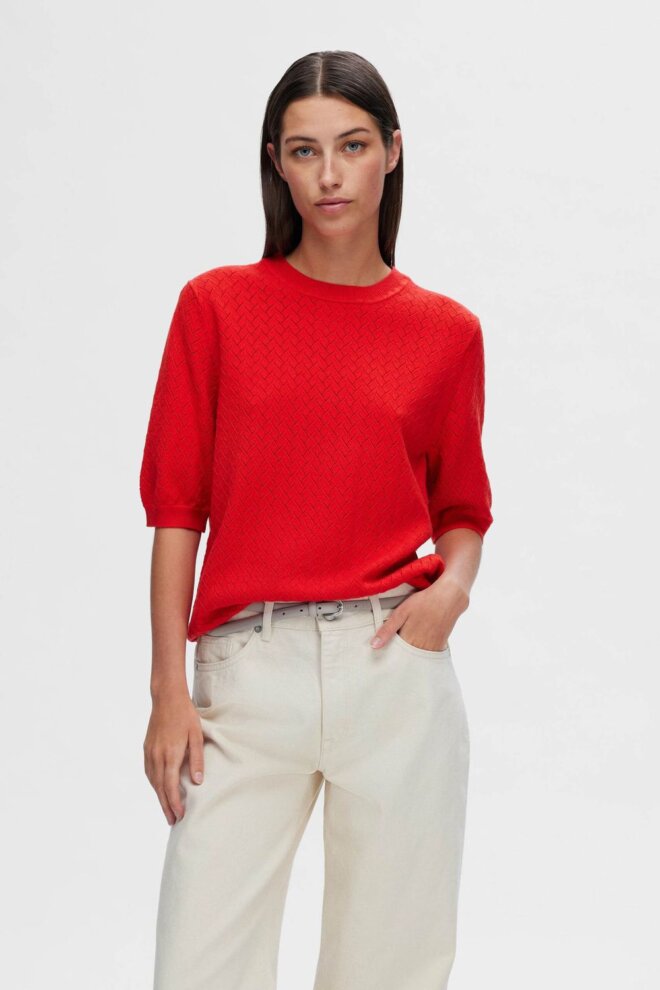 PULLOVER 16093034 SLFHELENA 2/4 FLAME SCARLE