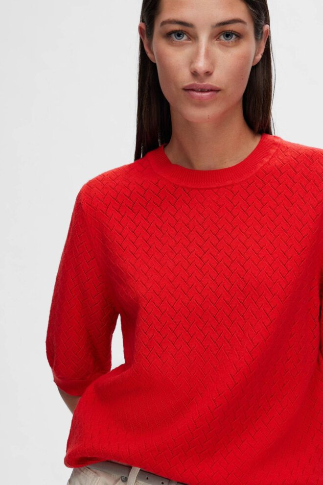 PULLOVER 16093034 SLFHELENA 2/4 FLAME SCARLE