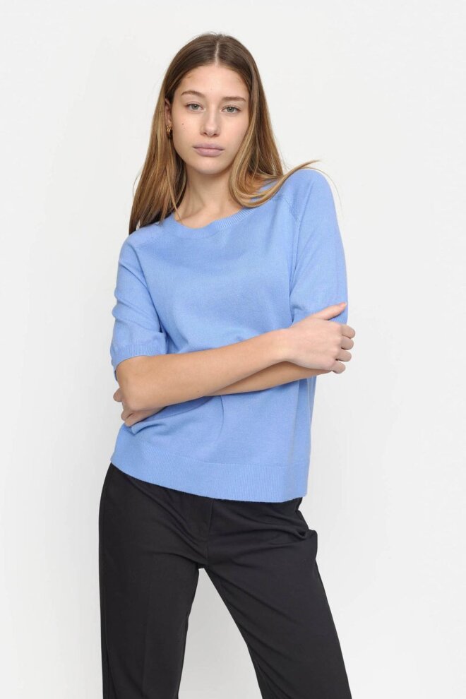 PULLOVER SRMARLA SS O-NECK KNIT HYDRANGEA