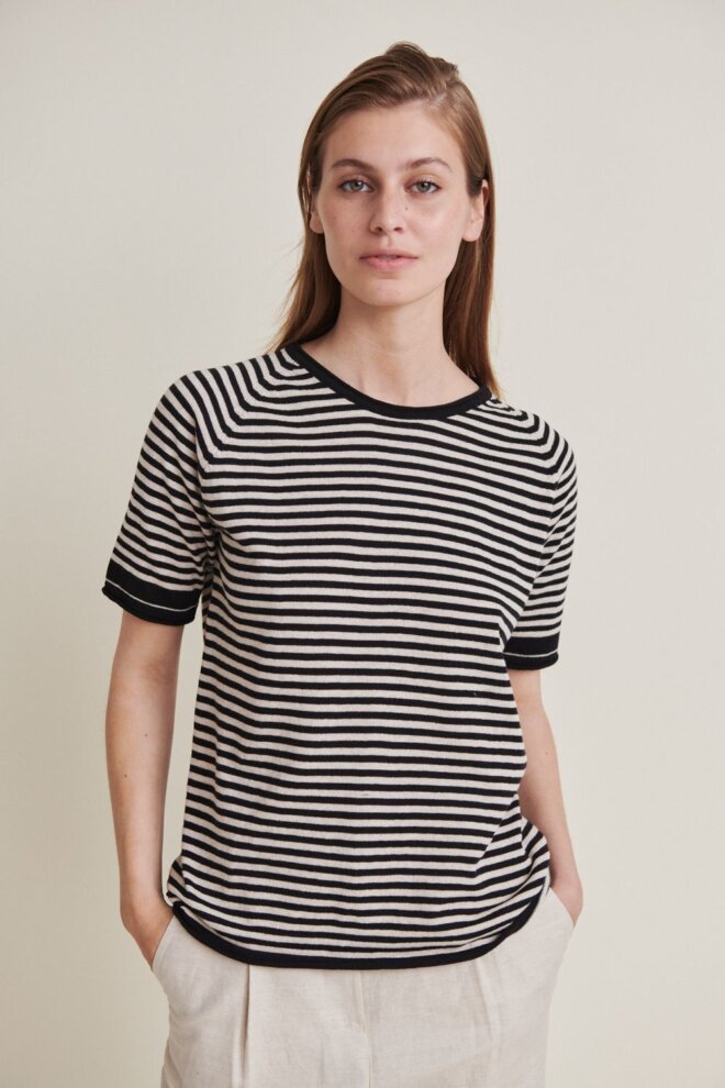 SHIRT SOYA SS MINI STRIPE WHISPER WHITE/B