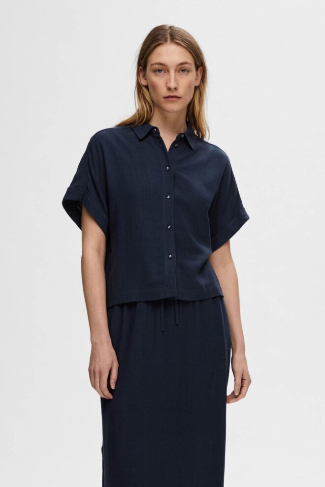 BLUSE 16093937 SLFVIVA SS DARK SAPPHIRE