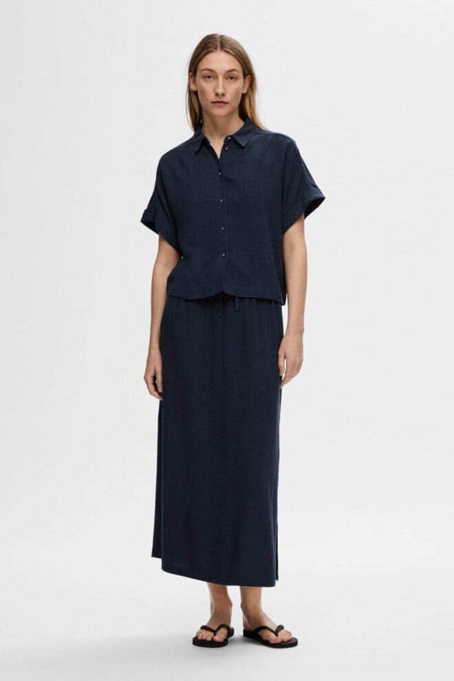 BLUSE 16093937 SLFVIVA SS DARK SAPPHIRE