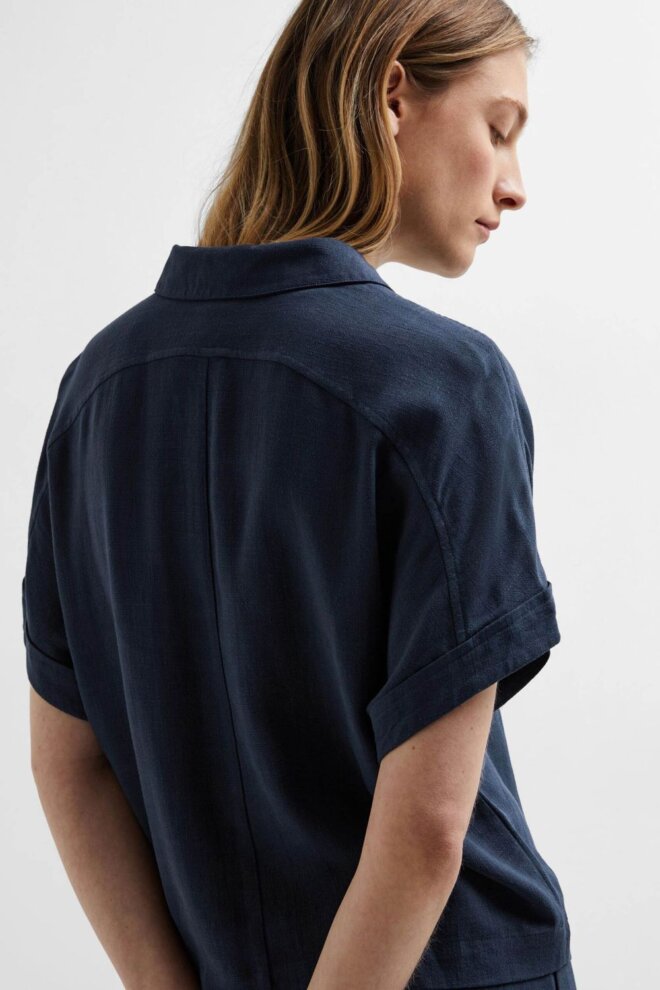 BLUSE 16093937 SLFVIVA SS DARK SAPPHIRE