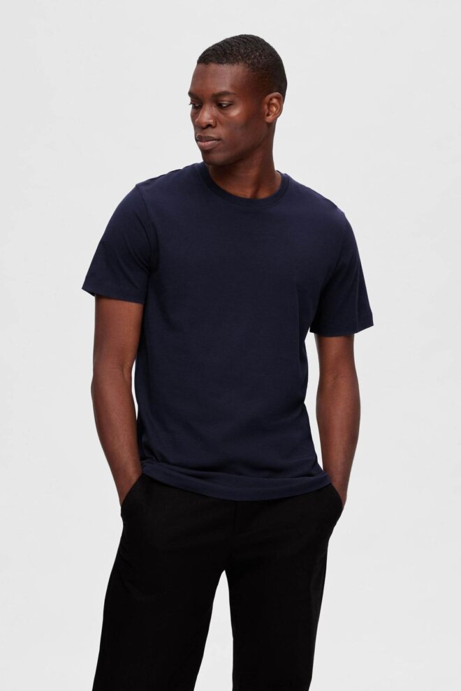 SHIRT 16094134 SLHCORMAC BLACK/WHITE/NAVY