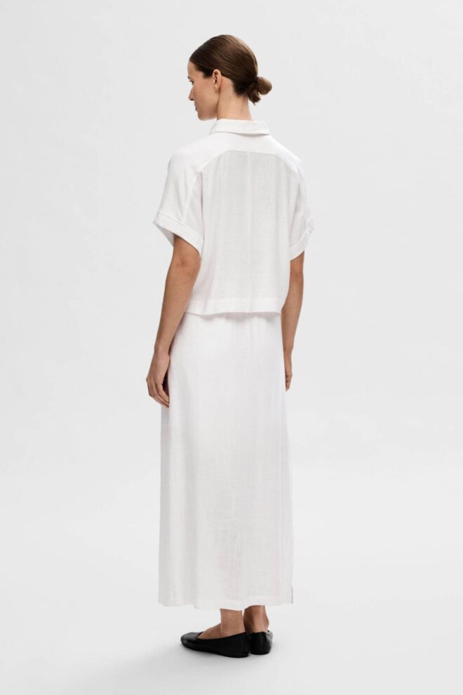 BLUSE 16093937 SLFVIVA SS CROPP SNOW WHIT