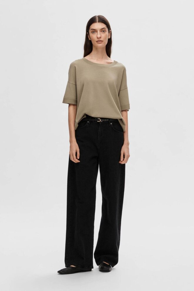 PULLOVER 16065731 SLFWILLE SS KNIT GREIGE