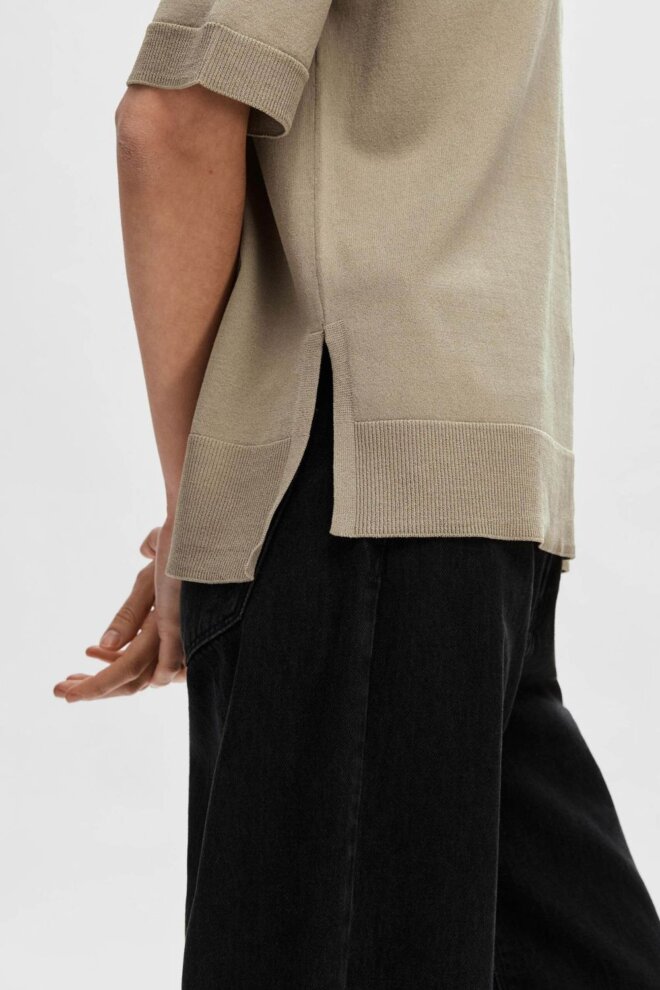 PULLOVER 16065731 SLFWILLE SS KNIT GREIGE