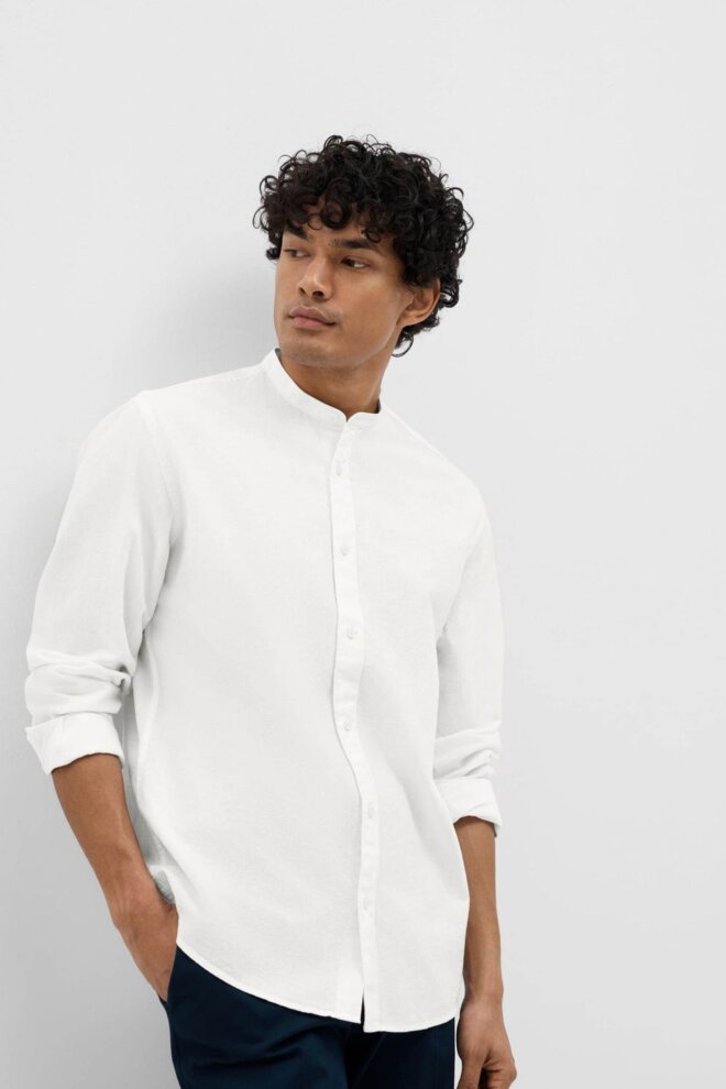 HEMD 16079054 SLHREGNEW-LINEN BRIGHT WHI