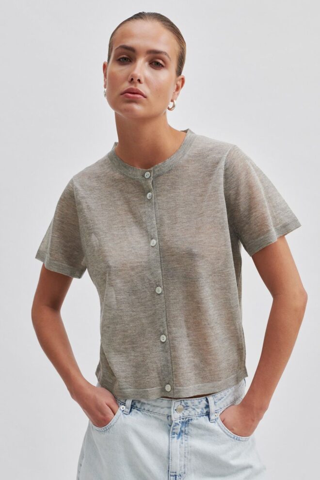 CARDIGAN TINKE KNIT CARDIGAN VINTAGE KHAKI