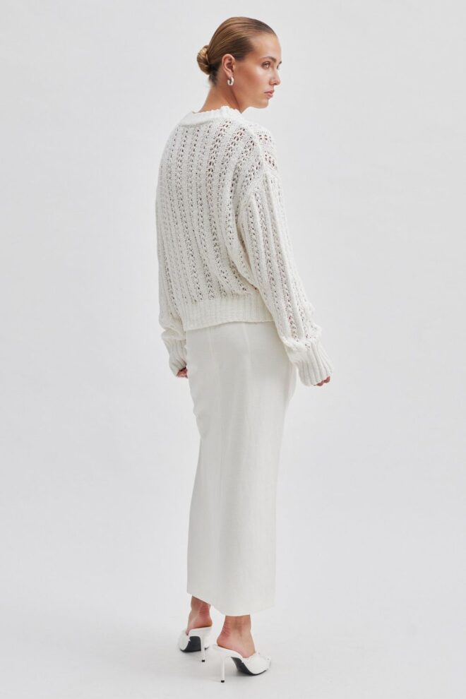 PULLOVER SHEFALL KNIT O-NECK SNOW WHITE